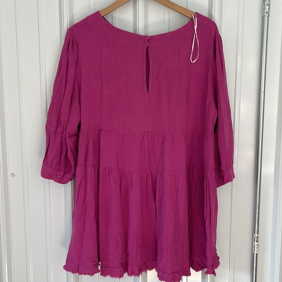 Umgee Babydoll Blouse Mulberry New Keyhole Tunic Top - Picture 4 of 5